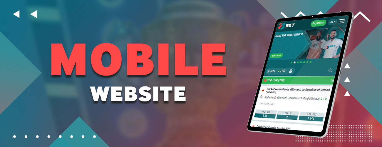 Access 22Bet on your mobile device through the mobile website.